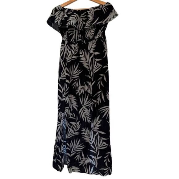 Michael Stars Blue Strapless Tara Gauze Leaf Print‎ Dress Size M NWOT - Picture 2 of 9